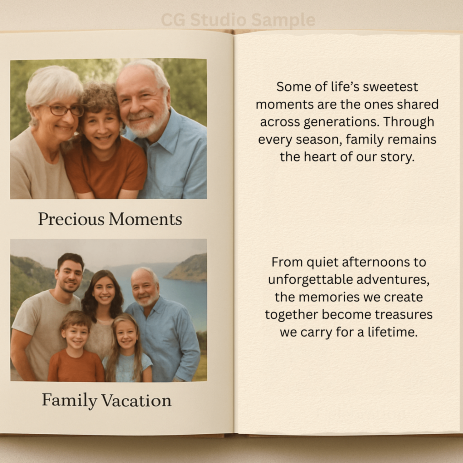 Family Memories — Precious Moments & Family Vacation spread